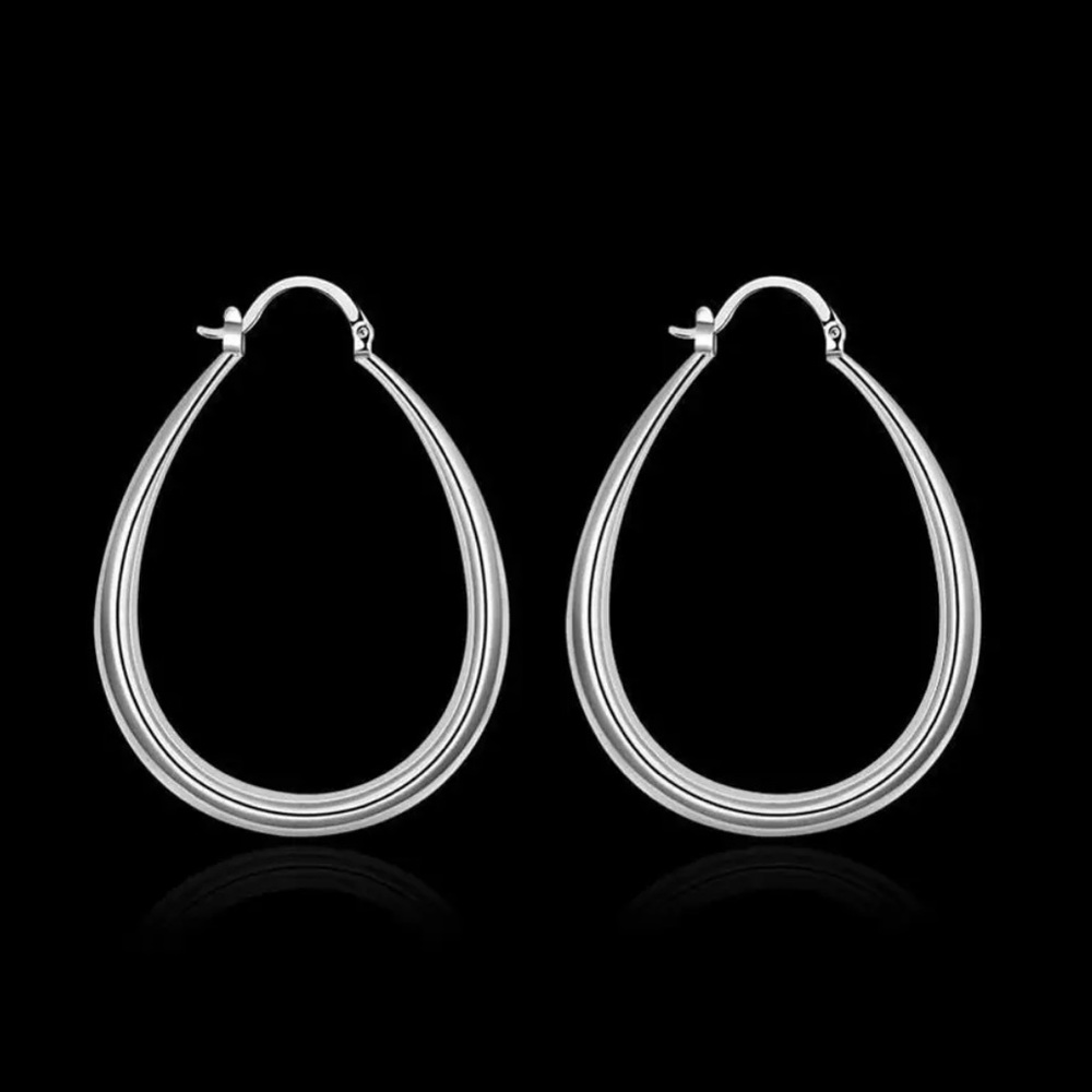 NEW 925 STERLING SILVER HOOPS EARRINGS, WONDERFUL EARRINGS, WOW EARRINGS - Picture 5 of 6